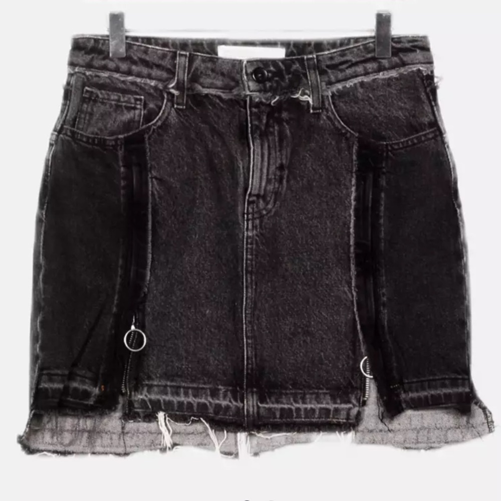 ZARA Distressed Mini Denim Skirt - Picture 3 of 12